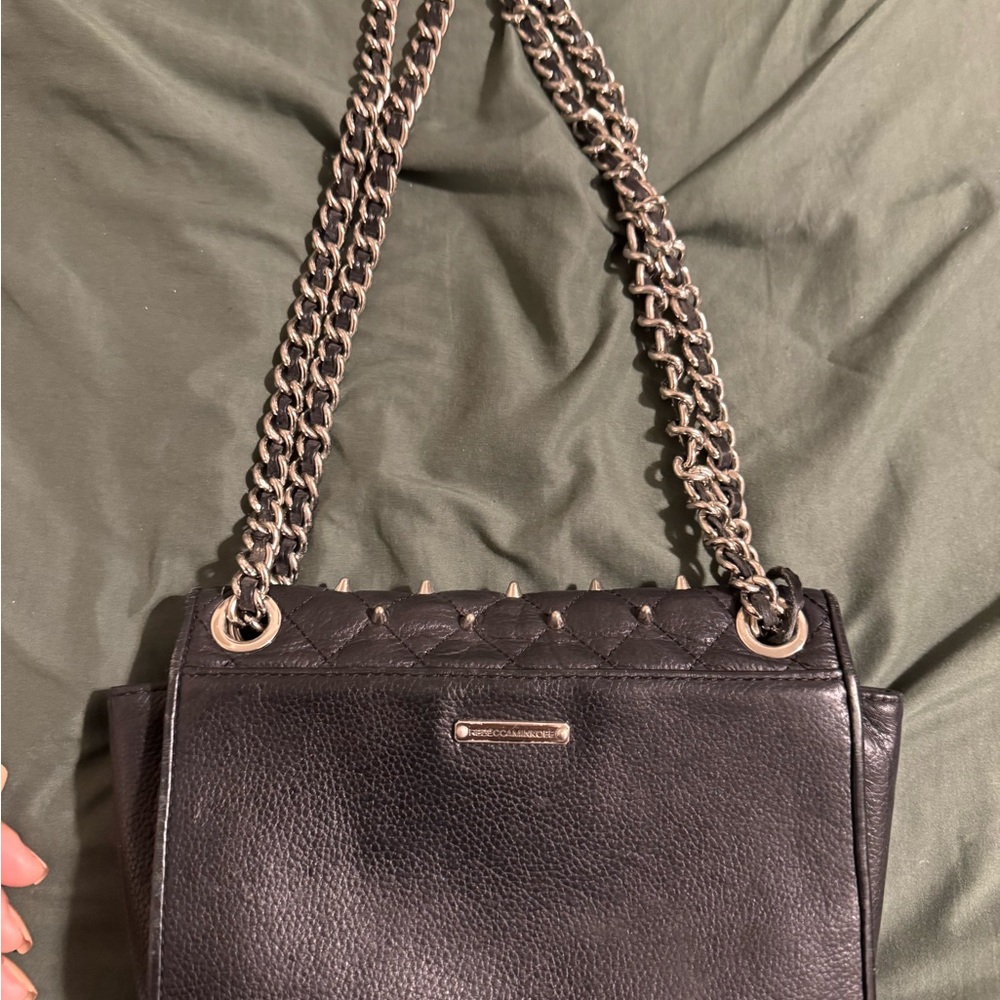 Rebecca Minkoff Quilted Black Leather Crossbody Bag with Chain Strap - Picture 4 of 4